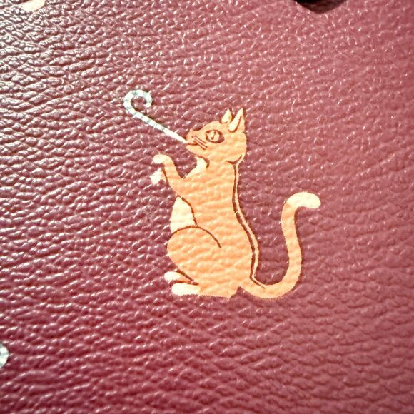 Coach Reversible City Tote Party Cat Print Maroon Berry Canvas Large Classic - Picture 12 of 16